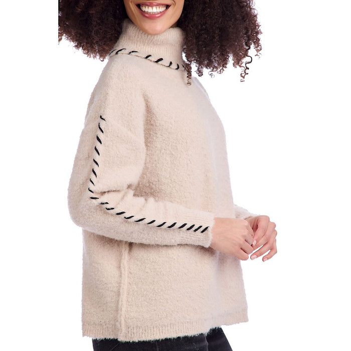 Mud Pie Women's Fallon Cream Contrast Sweater