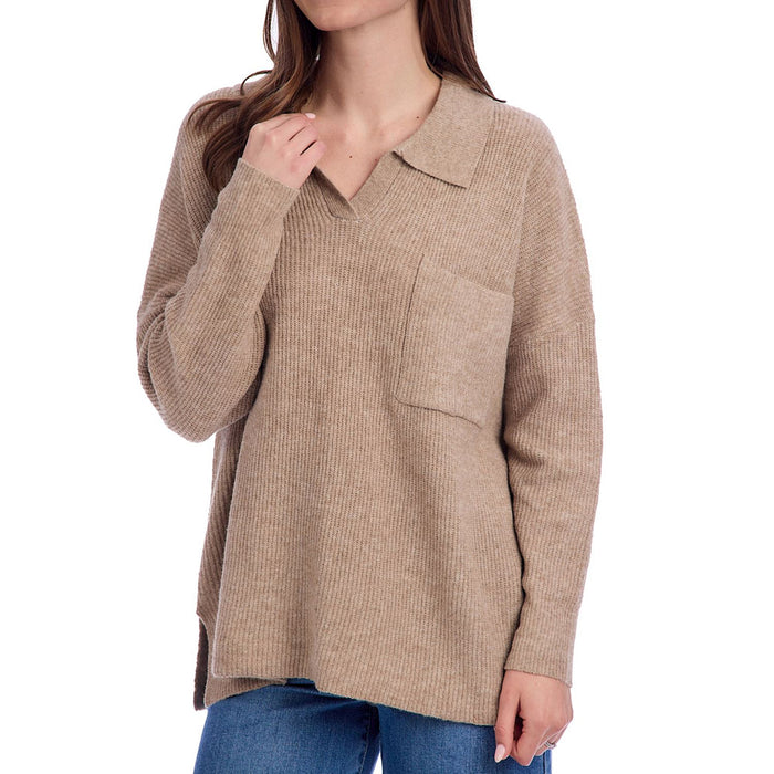 Mud Pie Women's Tan Noa Collard Sweater