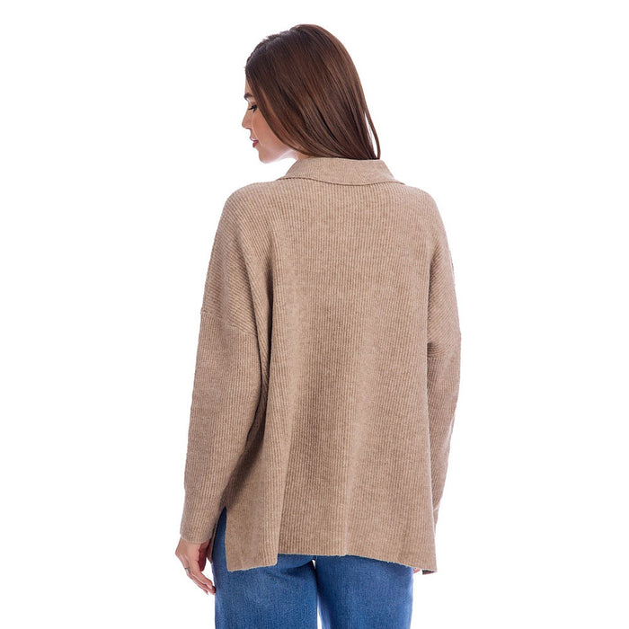 Mud Pie Women's Tan Noa Collard Sweater