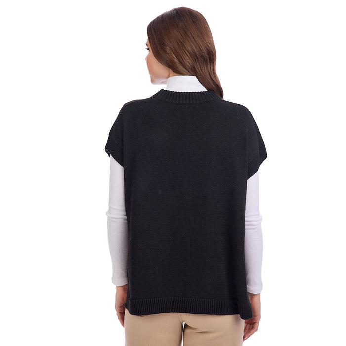 Mud Pie Women's Tye Black Sweater Vest