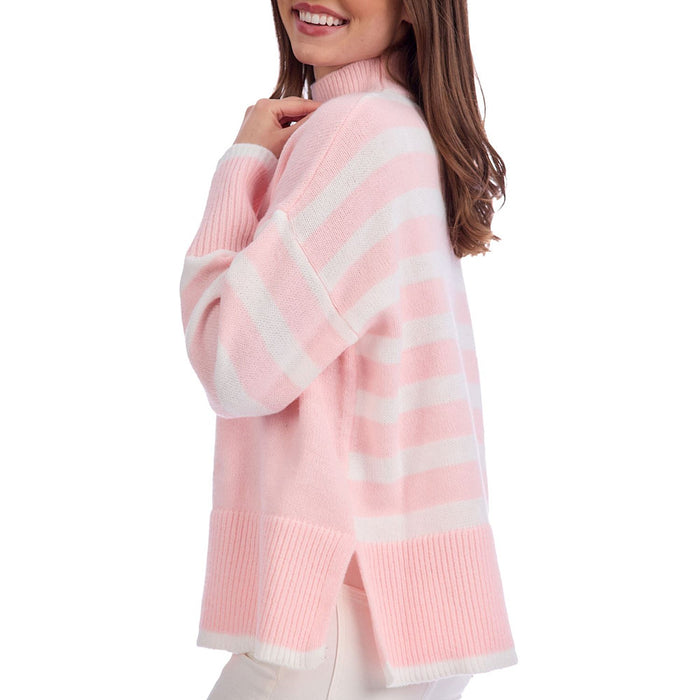 Mud Pie Women's Costner Pink Striped Sweater