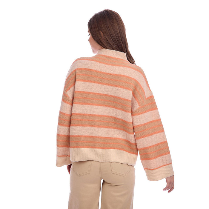 Mud Pie Women's Quinnie Orange Stripe Sweater