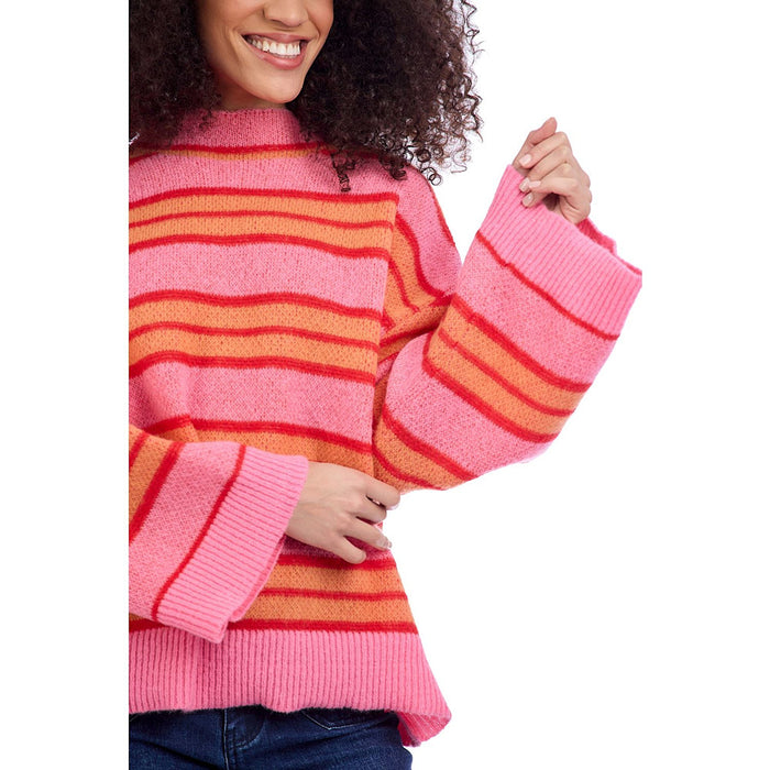 Mud Pie Women's Quinnie Pink Stripe Sweater