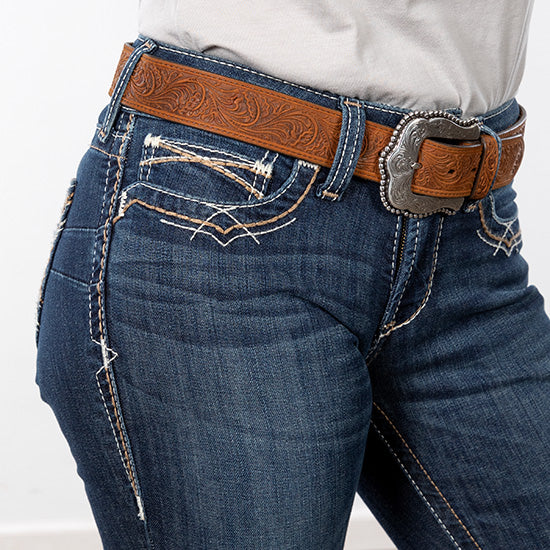 Ariat Women's R.E.A.L Mid Rise Stretch Entwined Festival Boot Cut Jean