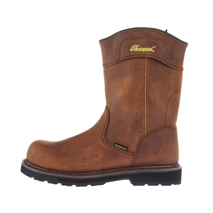 Thorogood Men`s Jobsite Brown Wellington 11In Top Round Composite Toe Boot