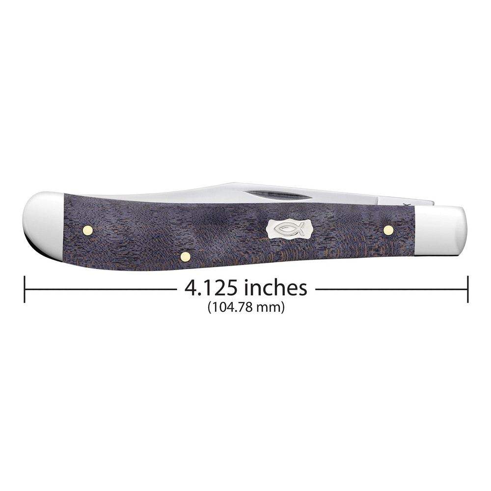 Case XX Slimline Trapper Smooth Purple Curly Maple Wood Pocket Knife C