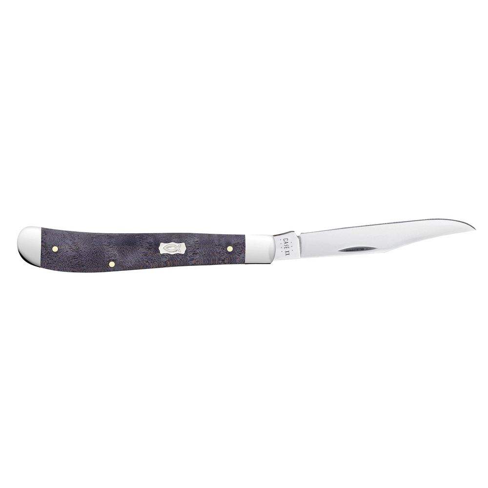 Case XX Slimline Trapper Smooth Purple Curly Maple Wood Pocket Knife C