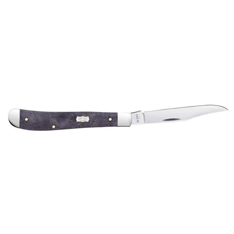 Case XX Slimline Trapper Smooth Purple Curly Maple Wood Pocket Knife CA80546