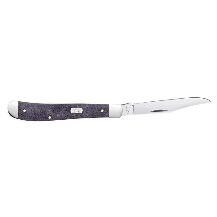 Case XX Slimline Trapper Smooth Purple Curly Maple Wood Pocket Knife CA80546