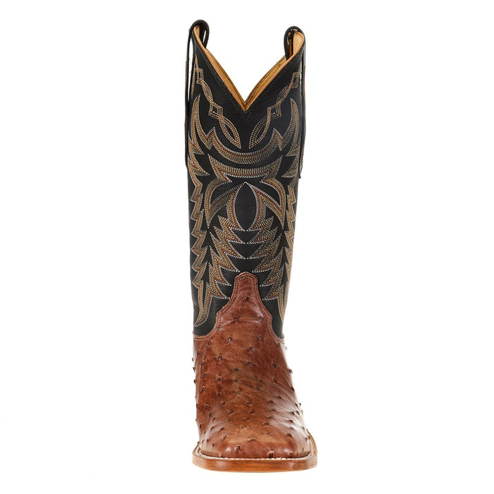 Justin Boot Company Men's Justin Pascoe Rum Brown Full Quill Ostrich 13in. Black Chester Top Cowboy Boot