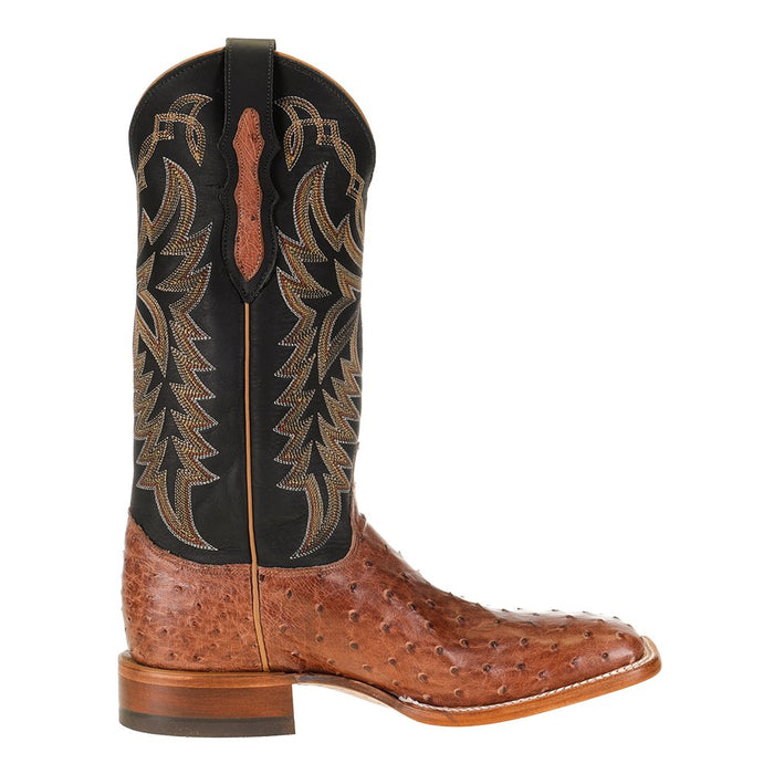 Justin Boot Company Men's Justin Pascoe Rum Brown Full Quill Ostrich 13in. Black Chester Top Cowboy Boot