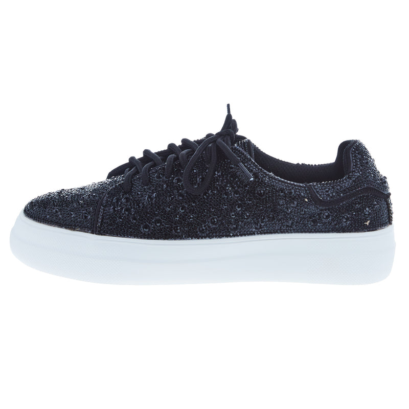 Corkys Footwear Women's Corky Bedazzle Black Rhinestone Wedge Sneaker