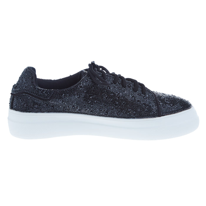 Corkys Footwear Women's Corky Bedazzle Black Rhinestone Wedge Sneaker