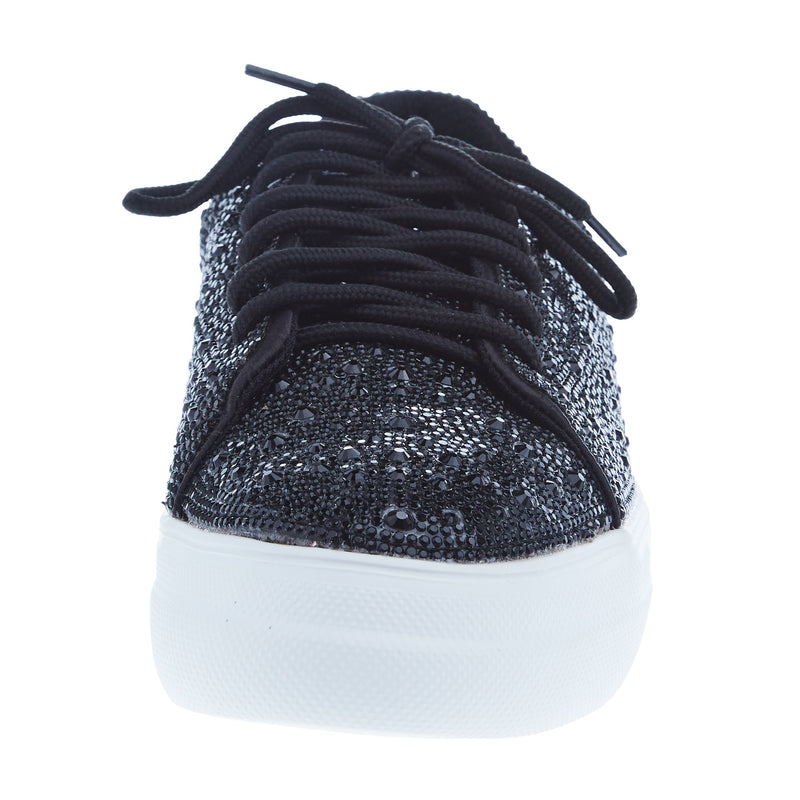 Corkys Footwear Women's Corky Bedazzle Black Rhinestone Wedge Sneaker