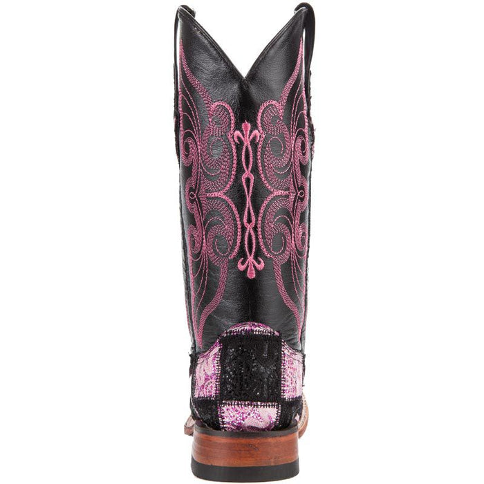 Ferrini Women's Black and Pink Patchwork Cowgirl Boots