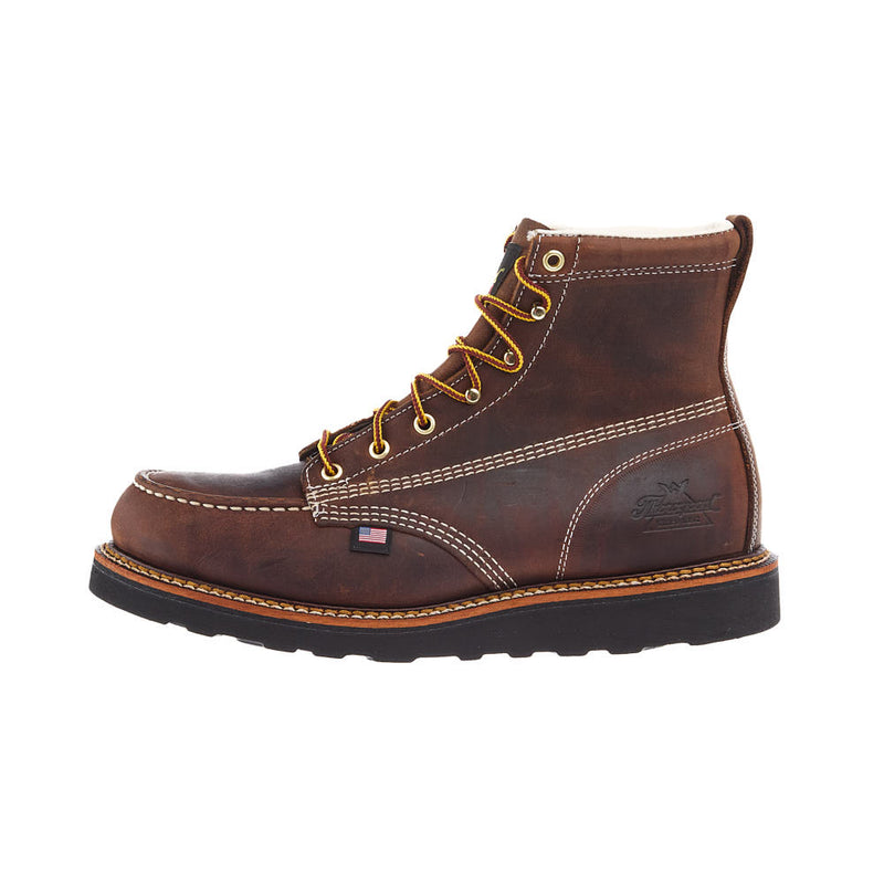 Thorogood Men`s American Heritage 6In Lace Up Top Round Soft Toe Work Boot
