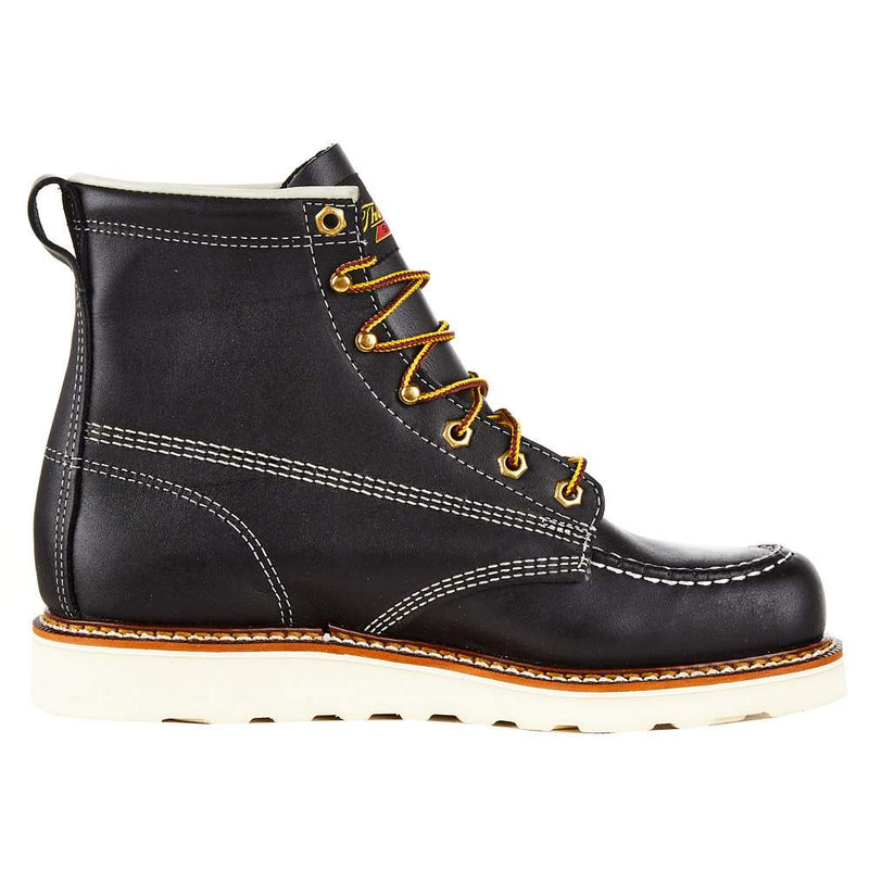 Thorogood Men`s Black 6` Soft Toe Lace Up Work Boot