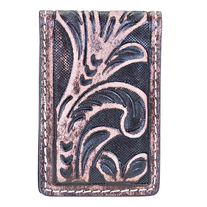 Gem Dandy Accessories Men's Leather Tooled Magnetic Money Clip