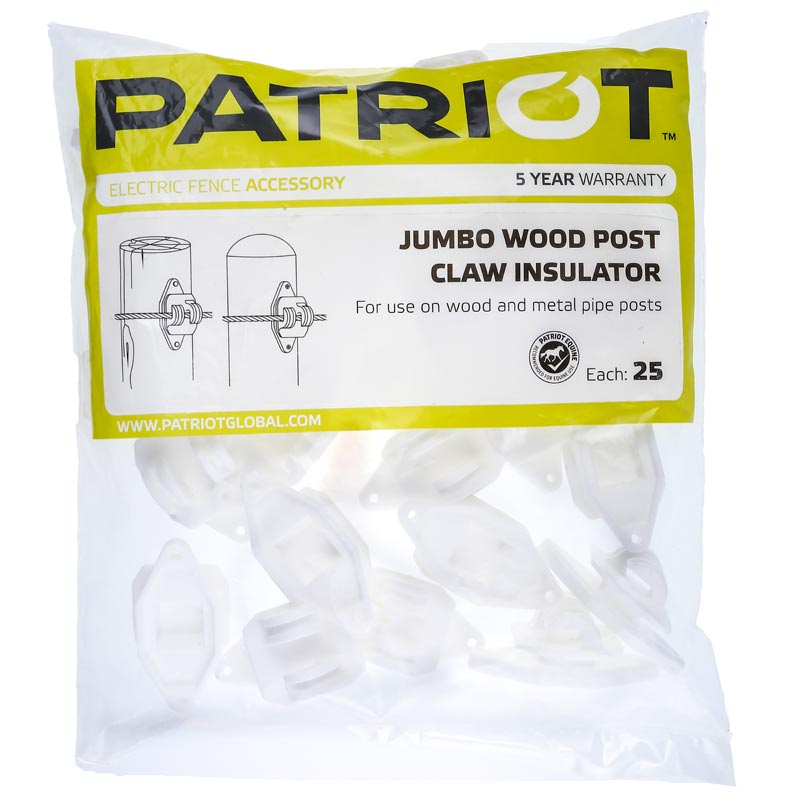 Patriot Fencing Wood Post Jumbo Claw Insulator 25/PK