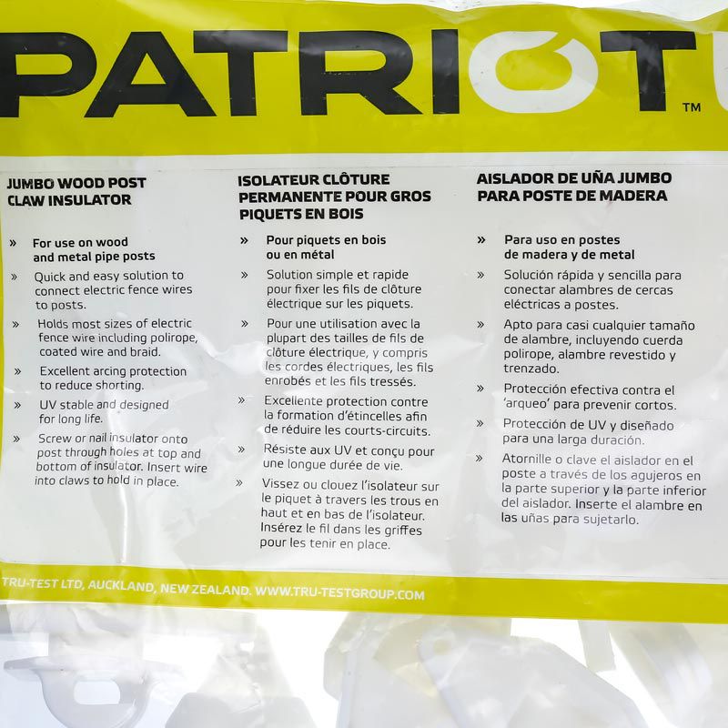Patriot Fencing Wood Post Jumbo Claw Insulator 25/PK
