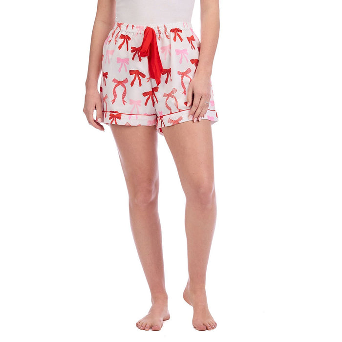 Mud Pie Women's Bow Holiday PJ Shorts