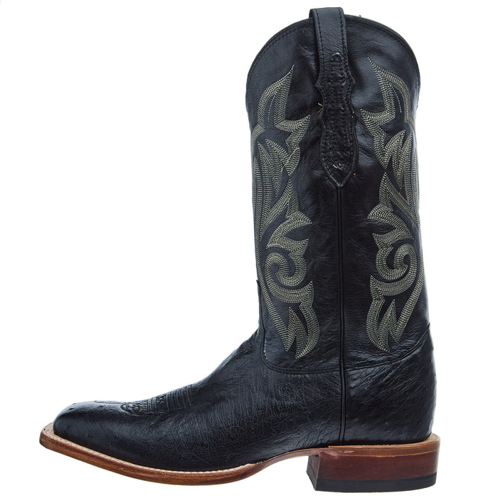Justin Boot Company Men`s Pascoe Black Smooth Ostrich 13 In Top Square Toe Cowboy