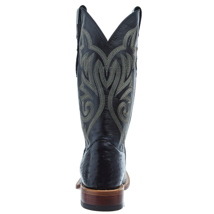 Justin Boot Company Men`s Pascoe Black Smooth Ostrich 13 In Top Square Toe Cowboy