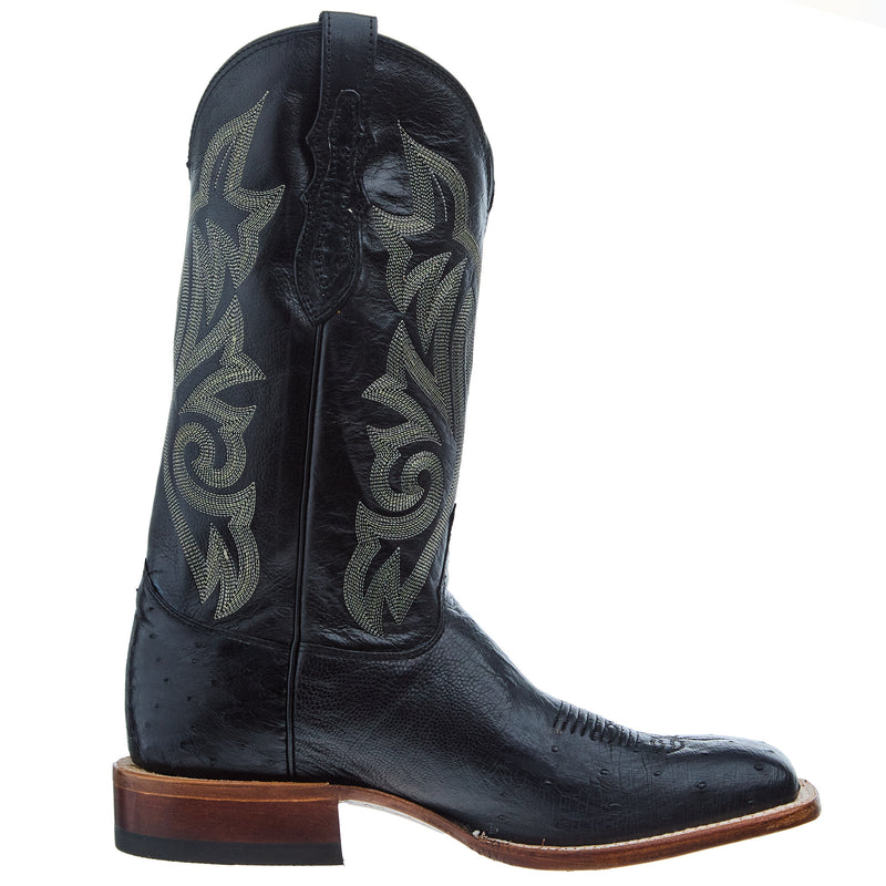 Justin Boot Company Men`s Pascoe Black Smooth Ostrich 13 In Top Square Toe Cowboy