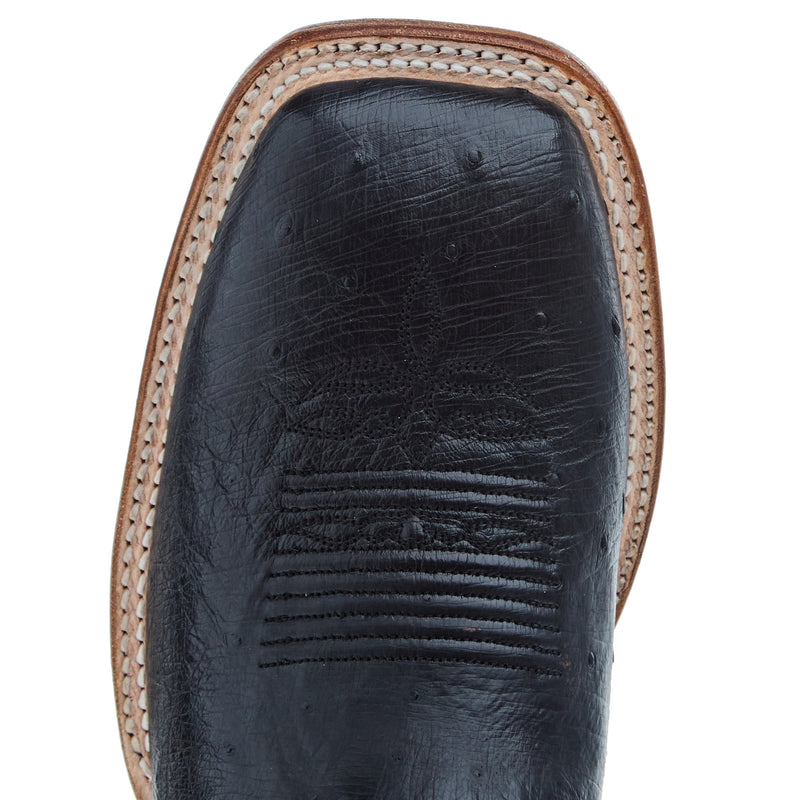 Justin Boot Company Men`s Pascoe Black Smooth Ostrich 13 In Top Square Toe Cowboy