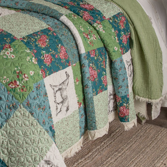Greenland Home Fashions Rosie Floral Patch Ruffle Quilt Set
