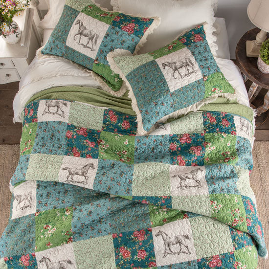 Greenland Home Fashions Rosie Floral Patch Ruffle Quilt Set