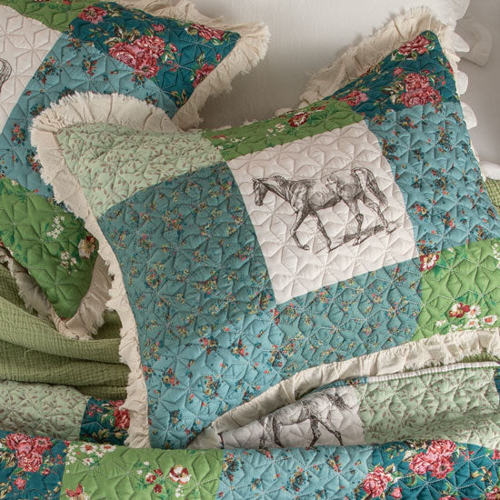 Greenland Home Fashions Rosie Floral Patch Ruffle Quilt Set
