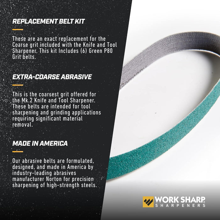 Work Sharp WSKTS Coarse P80 Grit Belt Accessory Kit