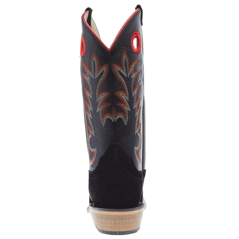Old West Childrens Black Suede Cutter Toe with Black Shaft and Leather Sole Boot