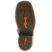 Old West Childrens Dark Brown Bull Hide Print Cutter Toe with Burnt Orange Top Boot