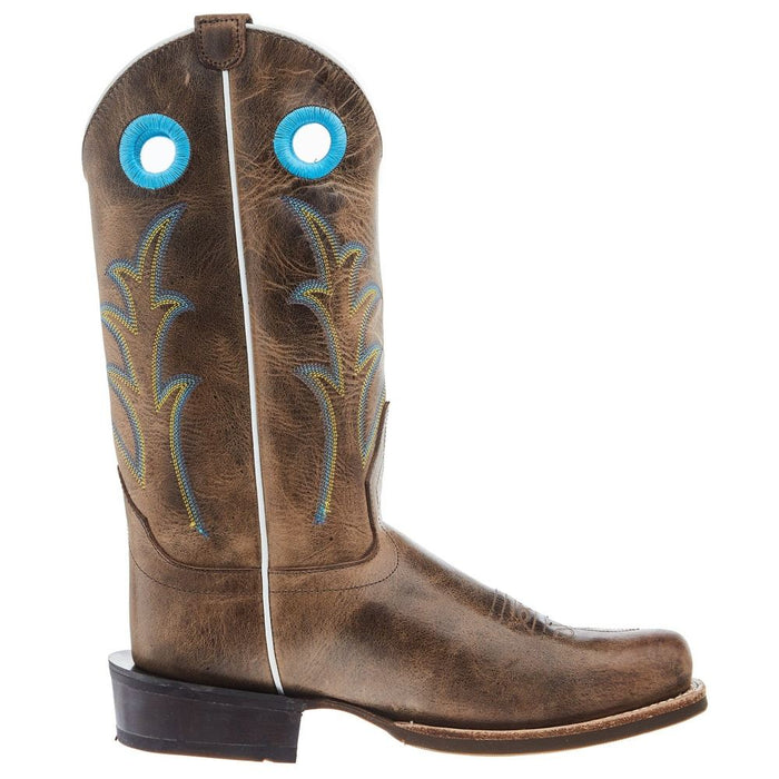 Old West Youth Cactus Light Brown Cutter Toe with Rubber Outsole Boot