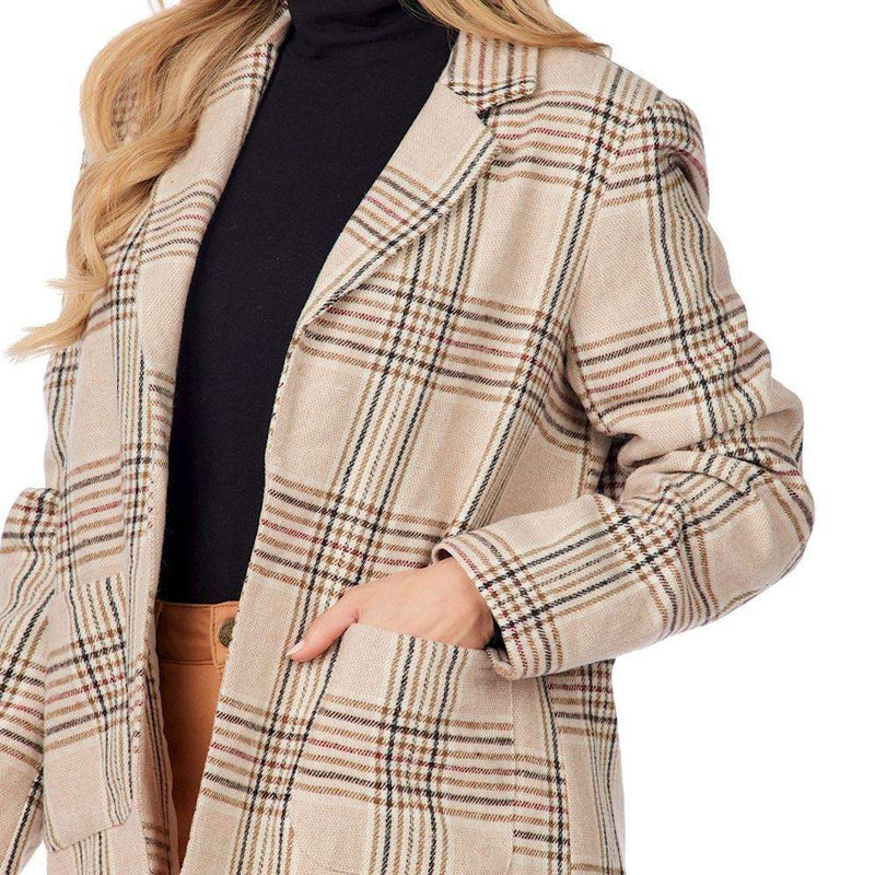 Mud Pie Women's Cream Houndstooth Bynes Blazer