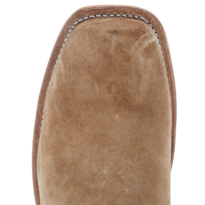 Old West Youth Camel Suede Cutter Toe with Cloudy Red Shaft and Leather Outsole Boot