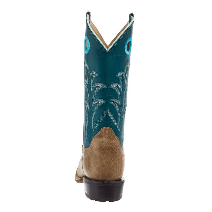 Old West Youth Cactus Ivory Cutter Toe with Antique Turquoise Shaft