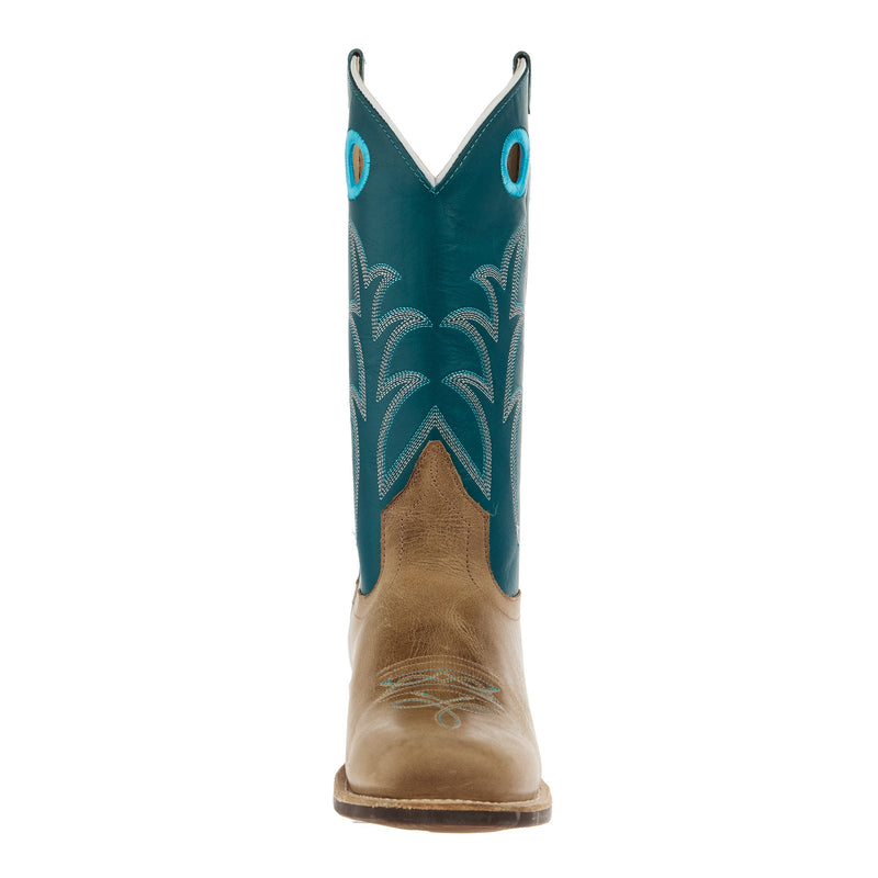 Old West Youth Cactus Ivory Cutter Toe with Antique Turquoise Shaft