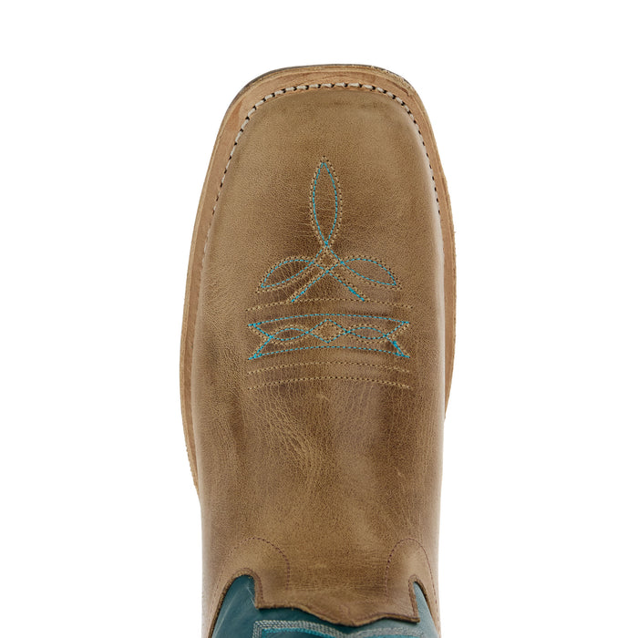 Old West Youth Cactus Ivory Cutter Toe with Antique Turquoise Shaft