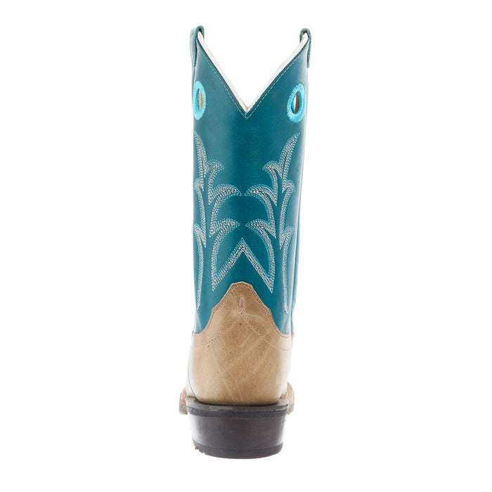 Old West Childrens Cactus Ivory Cutter Toe with Antique Turquoise Shaft