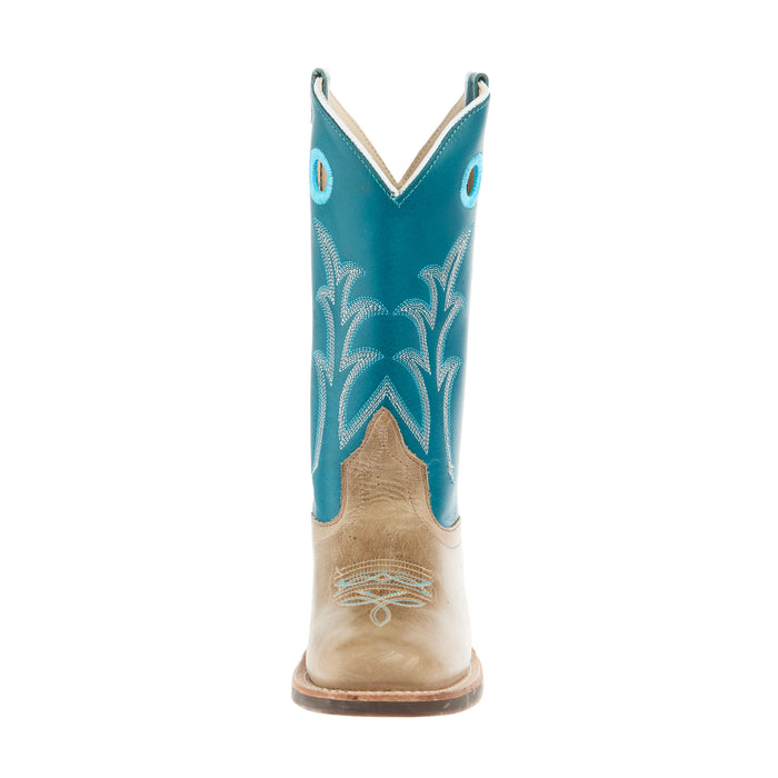Old West Childrens Cactus Ivory Cutter Toe with Antique Turquoise Shaft