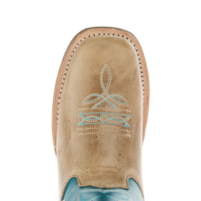 Old West Childrens Cactus Ivory Cutter Toe with Antique Turquoise Shaft