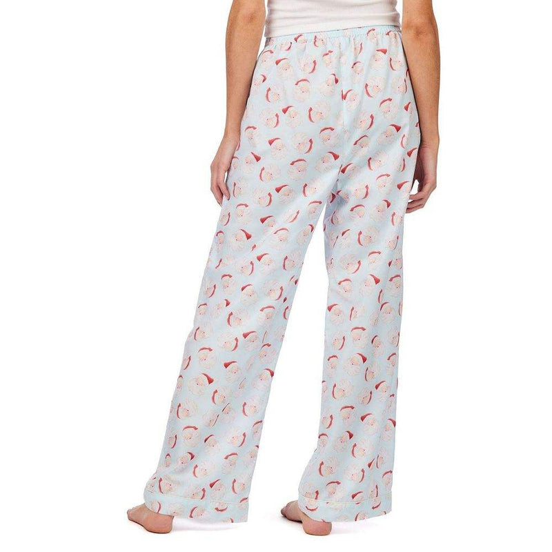 Mud Pie Women's Blue Santa Pajama Pants