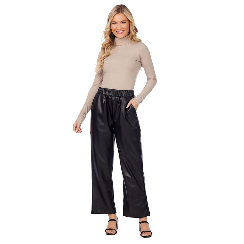 Mud Pie Women's Black Ballard Leather Pants