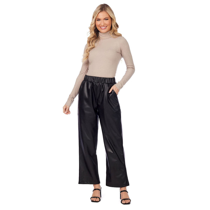 Mud Pie Women's Black Ballard Leather Pants