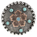 Copper Flower with Turquoise Stone and Crystal 1 1/2 Inch Concho
