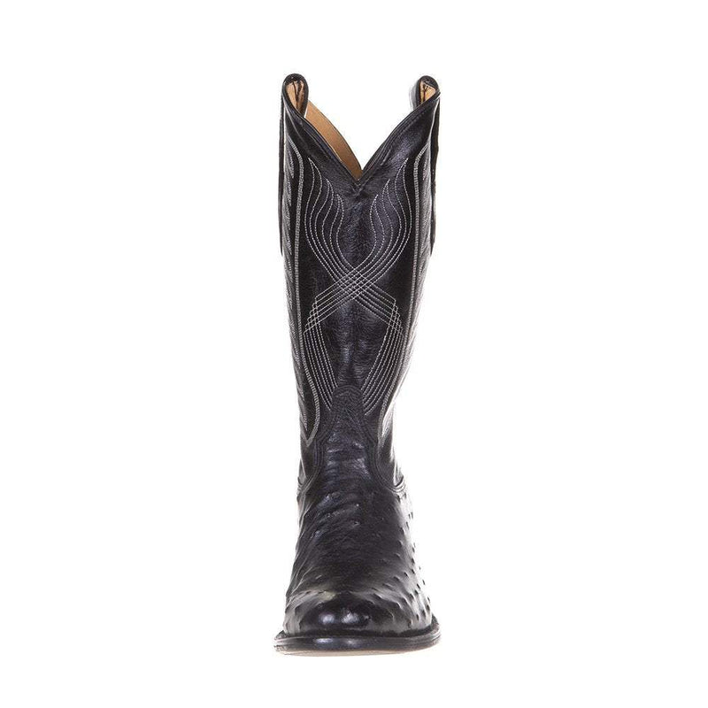 Tony Lama Men's Black Hermoso Full Quill Ostrich 13in. Black Top Cowboy Boots