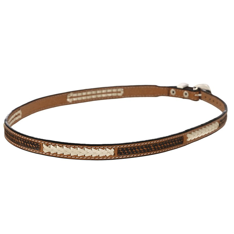 Natural Leather/Lace Basketweave Hat Band